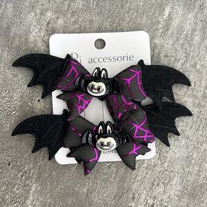 Black and Pink Bat Hair Clips